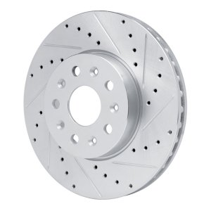 Cadillac CT6 Brake Rotor (1) - Front Right - R1 Concepts - Drilled & Slotted - Silver - `14-`20